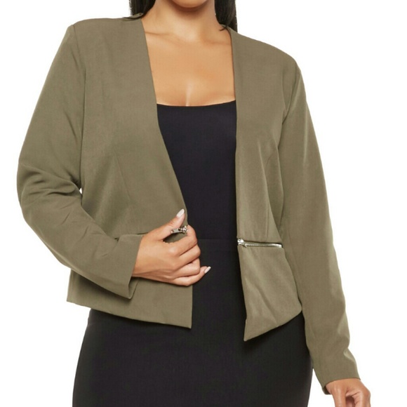 Jackets & Blazers - Plus Size Zip Hem Blazer